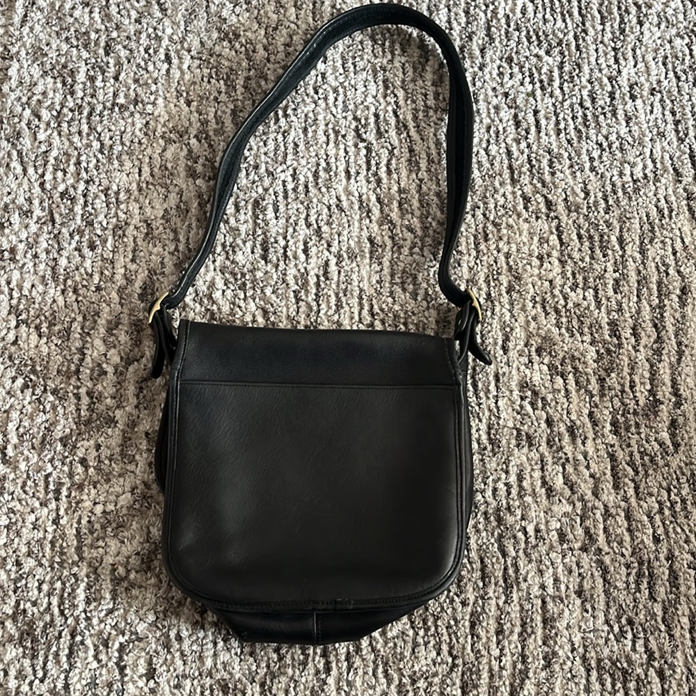 COACH vintage 098-6125 black leather saddle bag - Picture 4 of 7